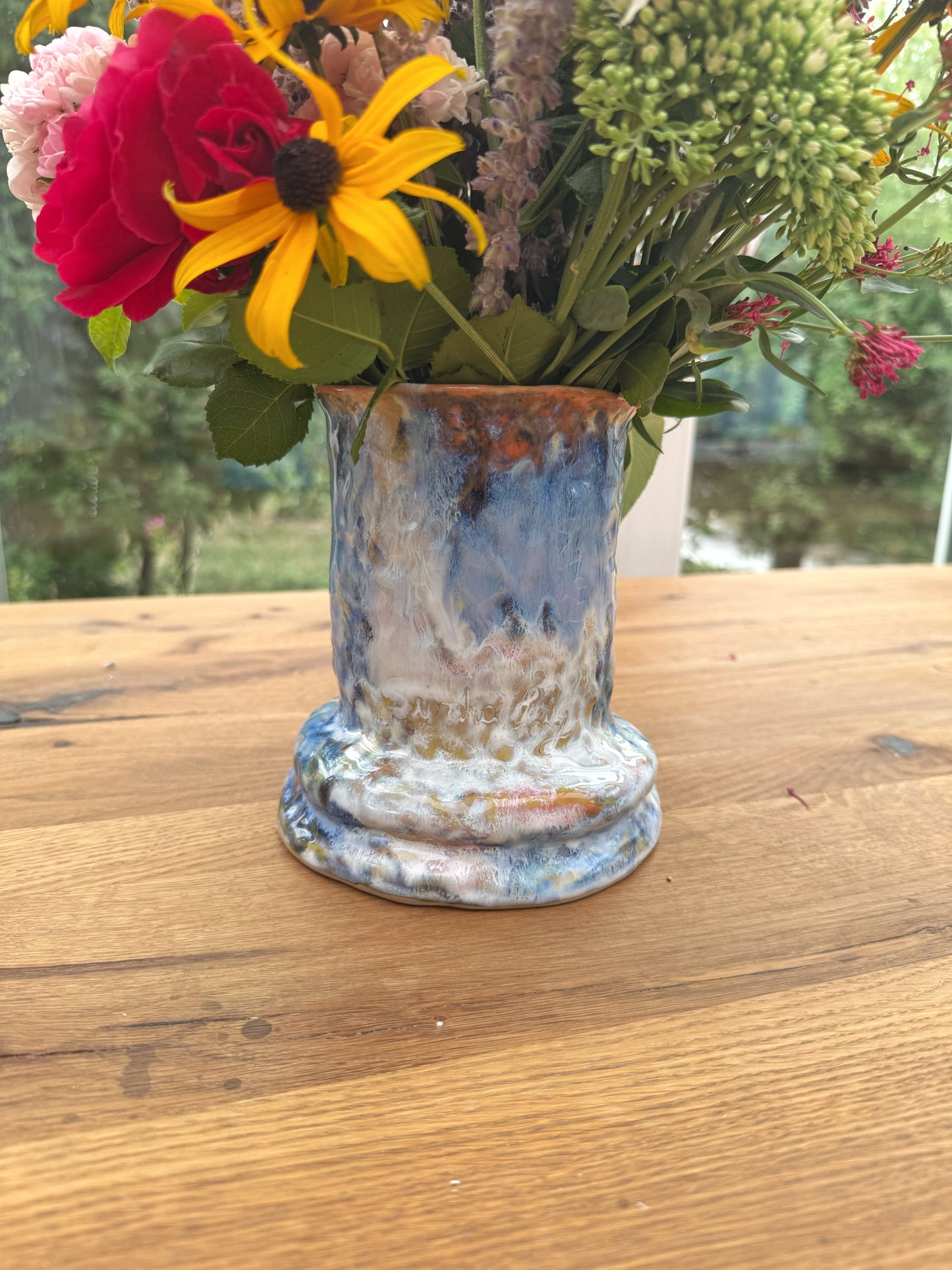Exklusives Kunst-Ensemble: Original Ölgemälde & Handbemalte Unikat-Vase – „Die Freudenvase“